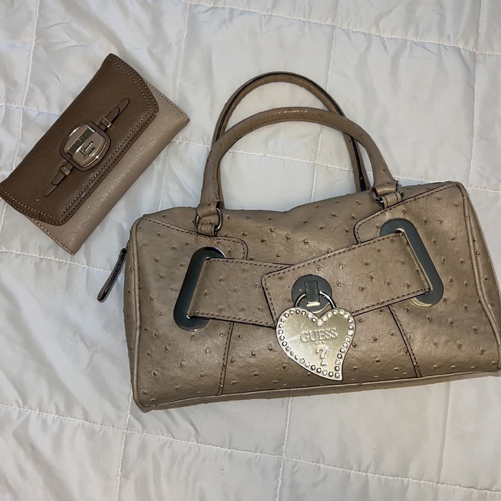 Guess Ostrich Satchel With Wallet - image 2